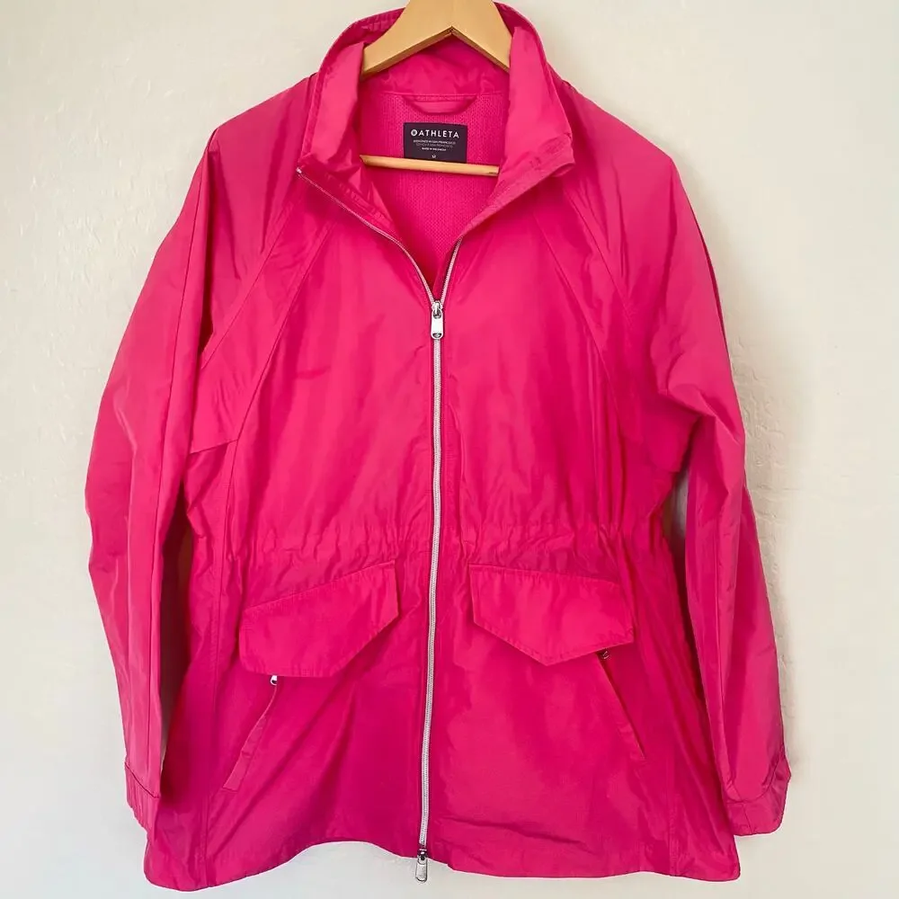 Athleta Westerly Rain Wind Jacket Womens Size Medium Hot Pink Barbiecore Active - Picture 2 of 7